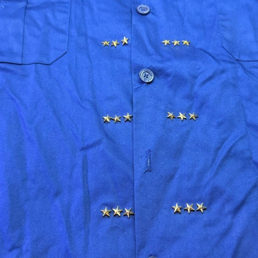 Regal Military Combat Shirt Blue Button Front Uniform Costume Men's 3XL Y2K Rap - Picture 10 of 12